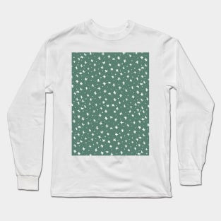 Snowflakes and dots - green and white Long Sleeve T-Shirt